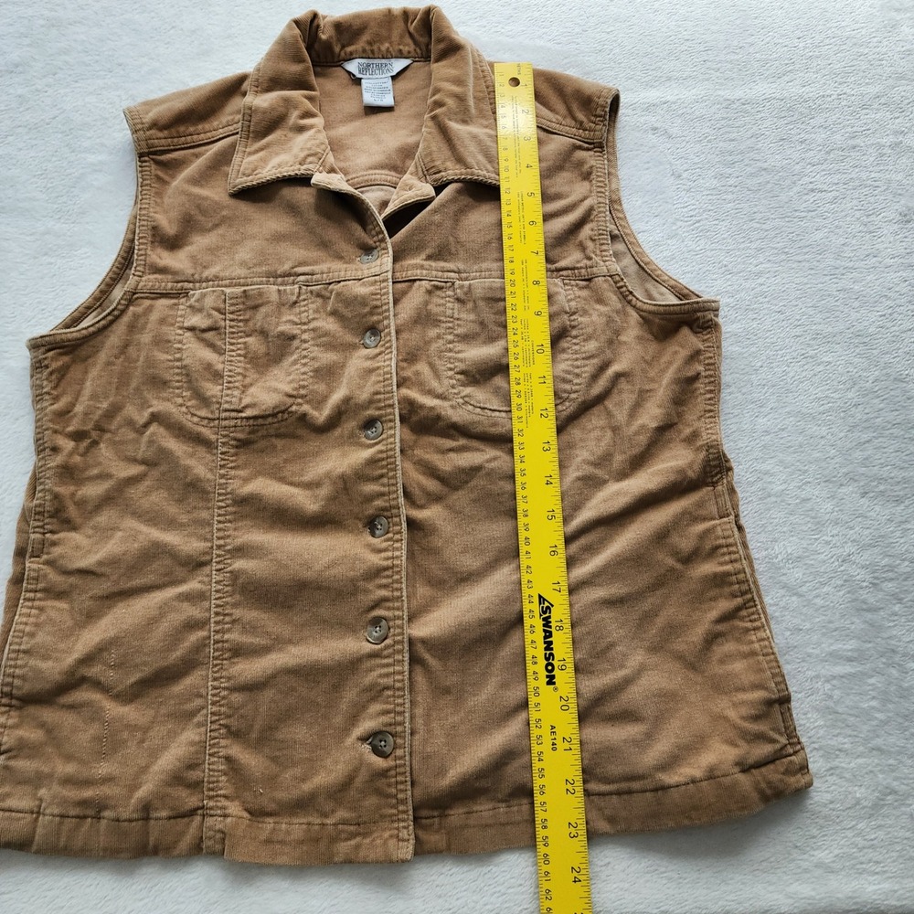 Northern Reflections Corduroy Vest Womens Large Tan Button Up Utility Gorpcore - Picture 9 of 14